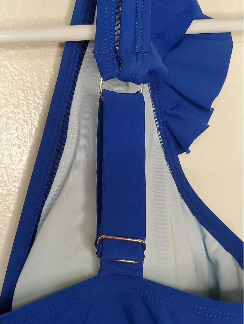CUPSHE Womens XL Royal Blue Ruffle Strap Tankini Swim Top NWT